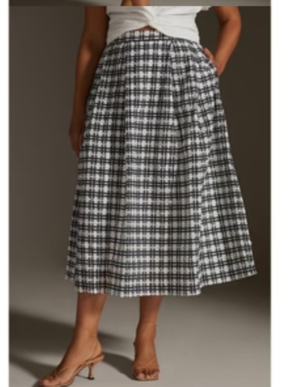 Maeve by Anthropologie navy and White Overlay Skirt Circle Midi Size 6P NWT - Picture 2 of 11